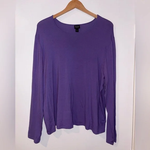Eileen Fisher Purple Long Sleeve Top - Picture 1 of 5